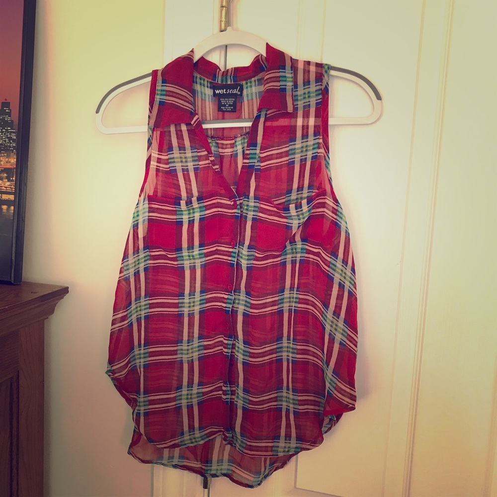 Plaid tank top blouse